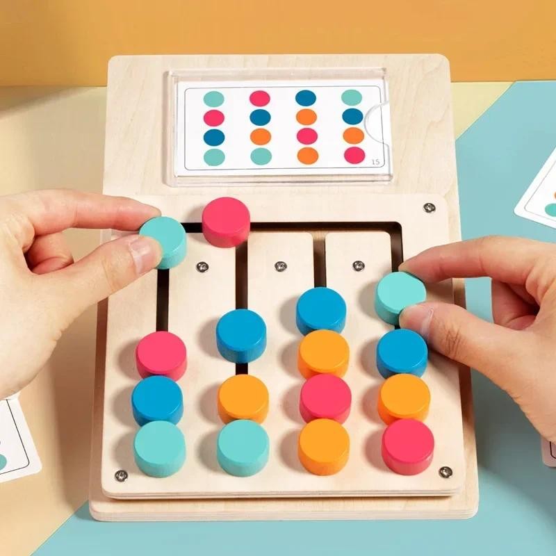 Montessori Wooden Color Shape Matching Cognition Learning Game Board ...