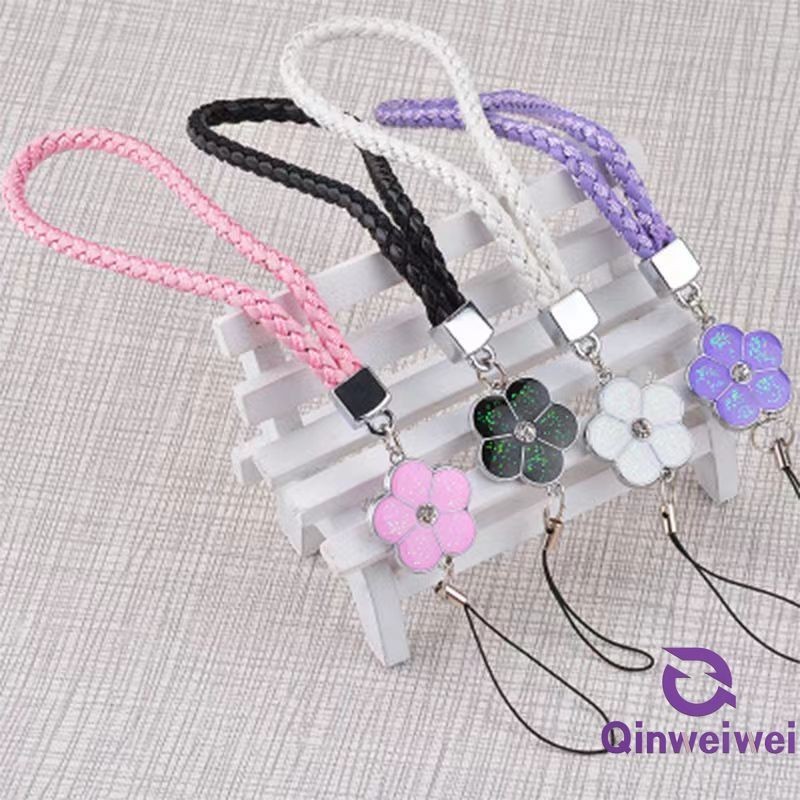 New Creative Five Leaf Flower Mobile Phone Woven Hanging Rope Keychain ...