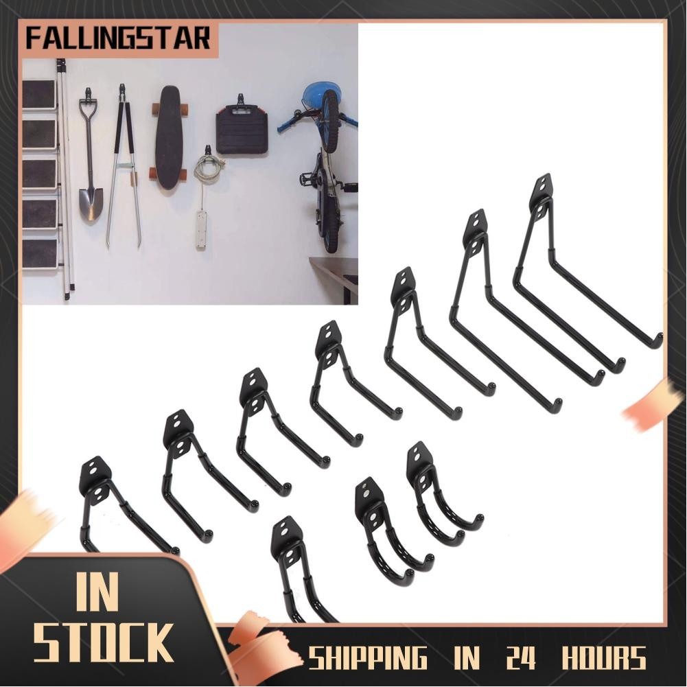 Fallingstar 10Pcs Garage Double Hooks Wall Mount Storage Utility Metal