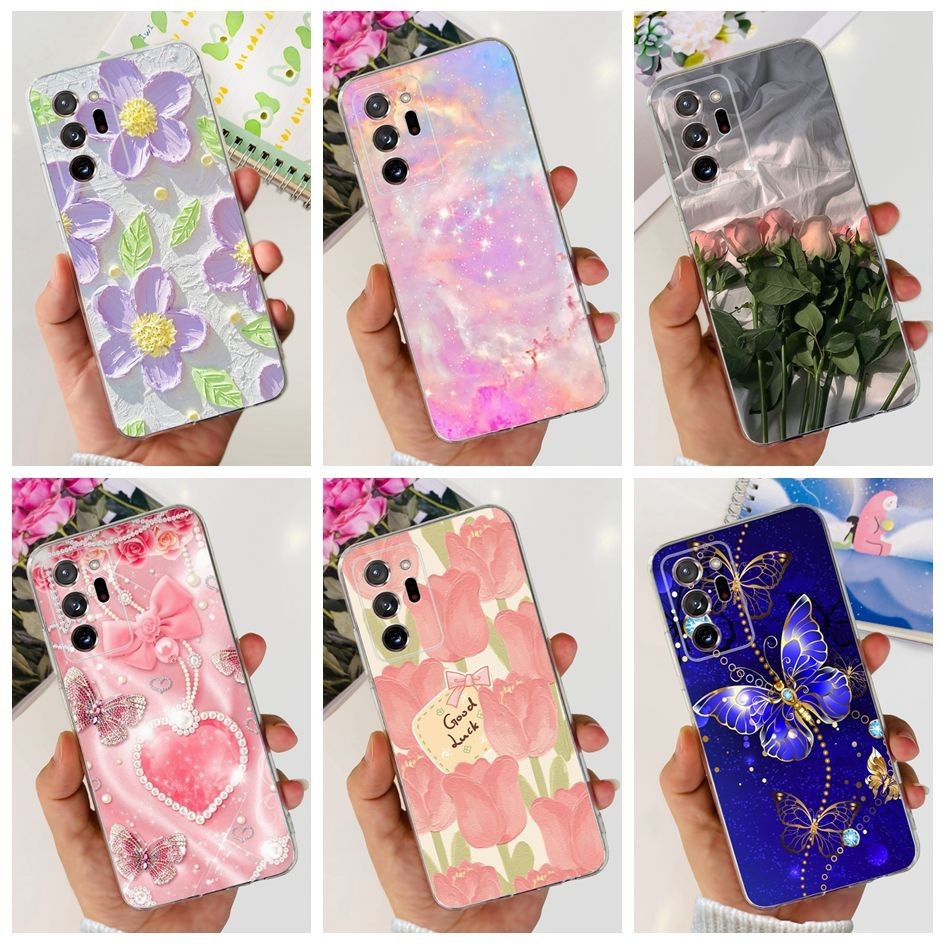 For Samsung Galaxy Note 20 Ultra 5G Case SM-N986B Fashion Flower Soft  Silicone Protective Cover For Samsung Note 20 5G Bumper