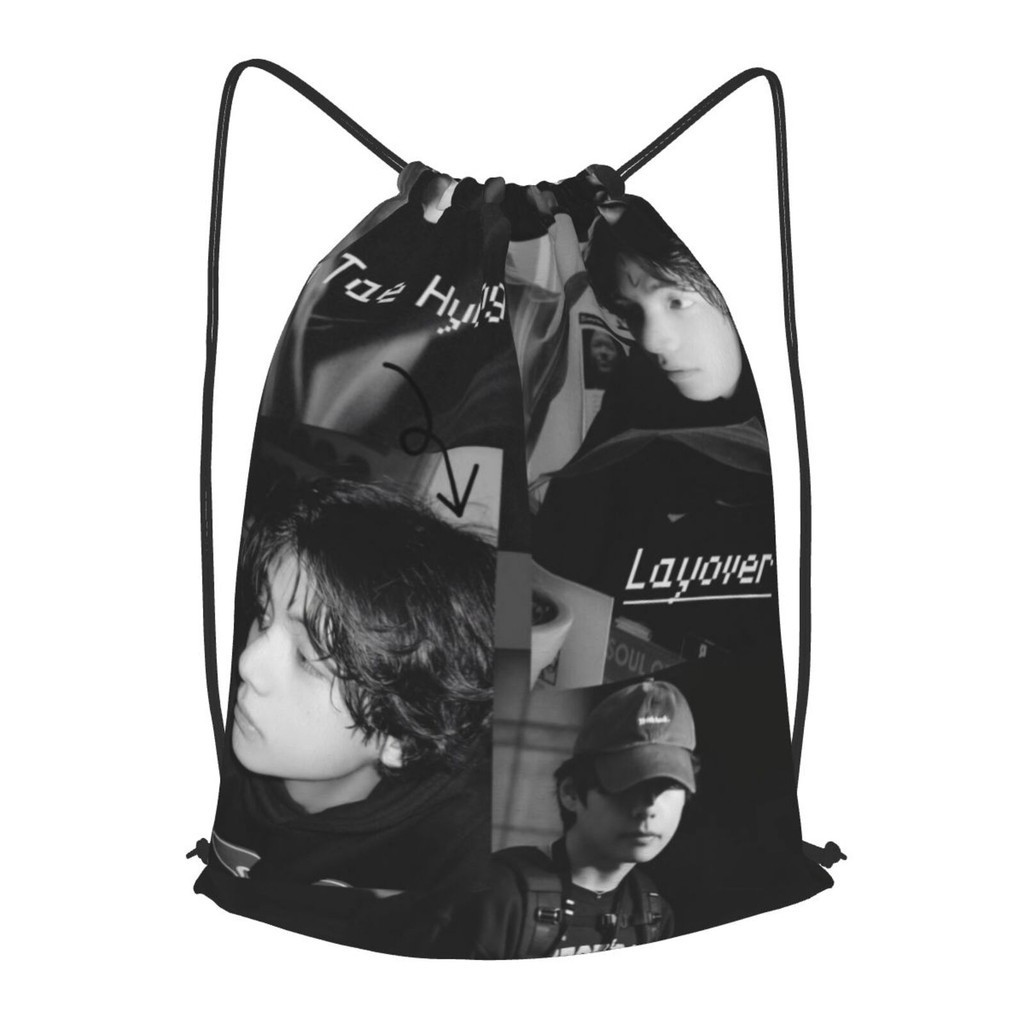 BTS V Layover 42*50CM Drawstring Backpack Waterproof Fashion Sports ...