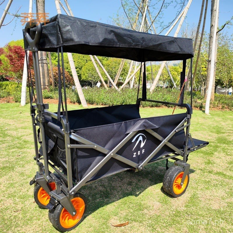 9DfCamping Trolley Outdoor Net Red Folding Stall Push and Pull Portable ...