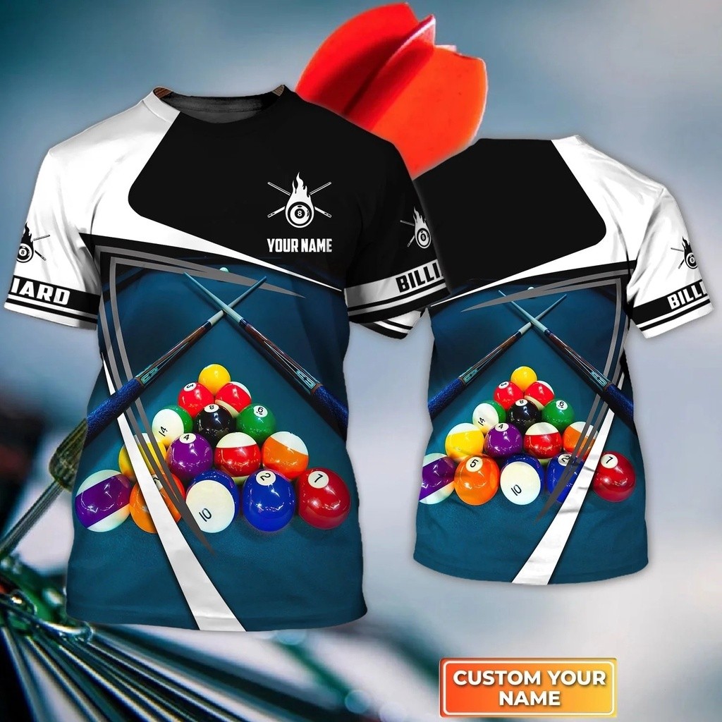 Summer Fashion Mens t shirt Pool Billiard Player Personalized Name 3D ...
