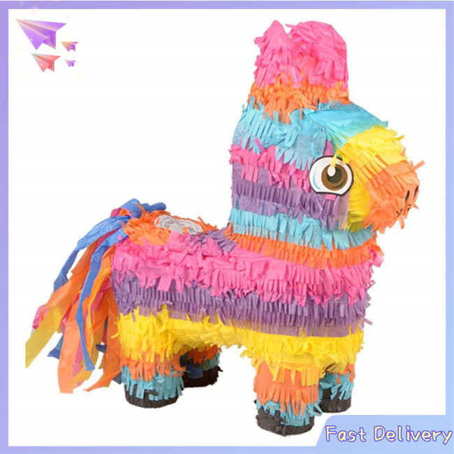 Small Rainbow Donkey Shape Pinata Game Prop for Kids Birthday Party ...