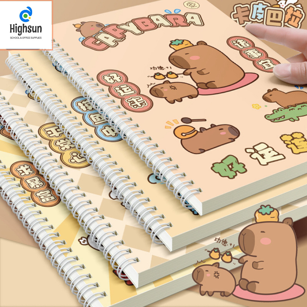 CZC A5 Spiral CAPYBARA Aesthetic Notebook Line Writing Notebooks for ...
