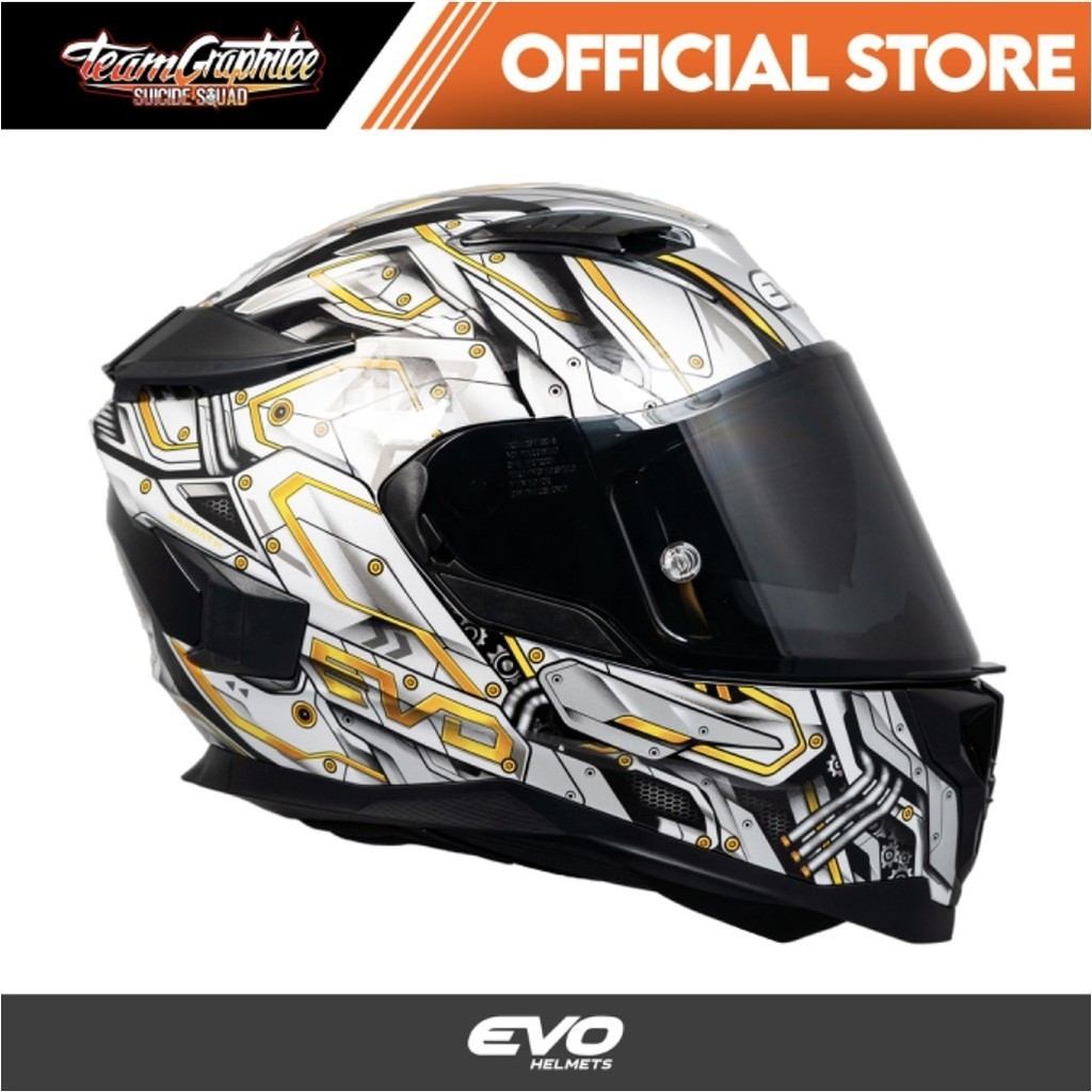 EVO AR-01 WARPATH GLOSSY WHITE FULL FACE DUAL VISOR WITH FREE CLEAR ...