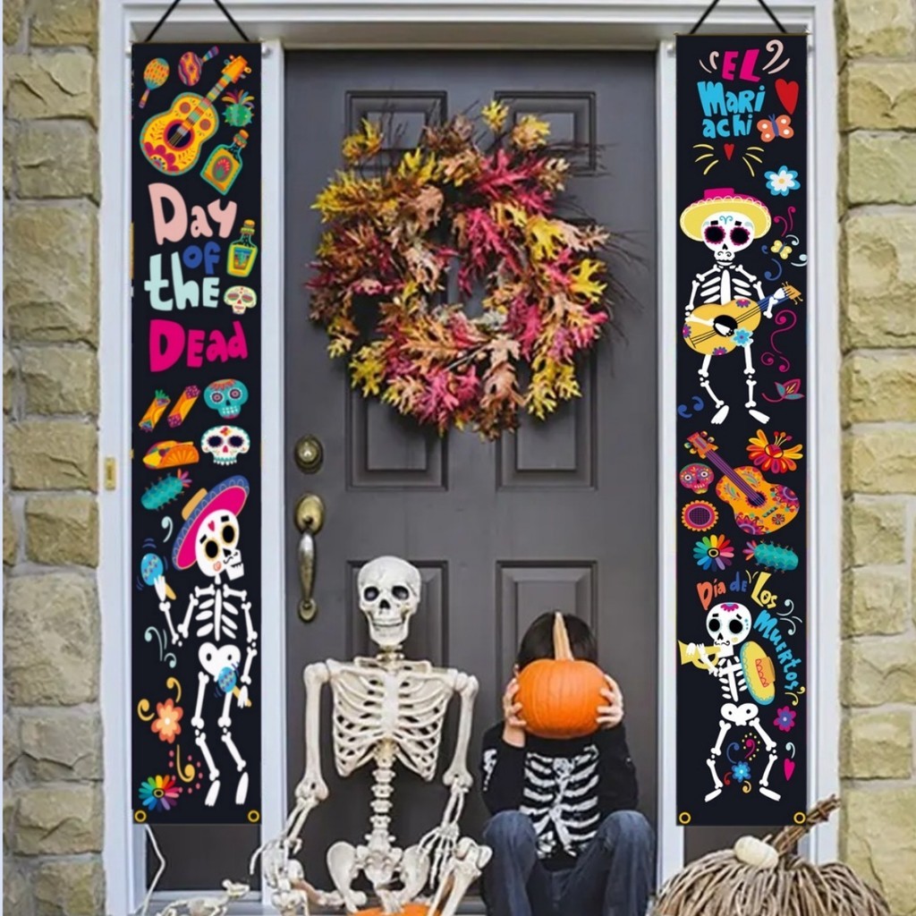 Day of The Dead Porch Banner Sugar Skull Dia De Los Muertos Mexican ...