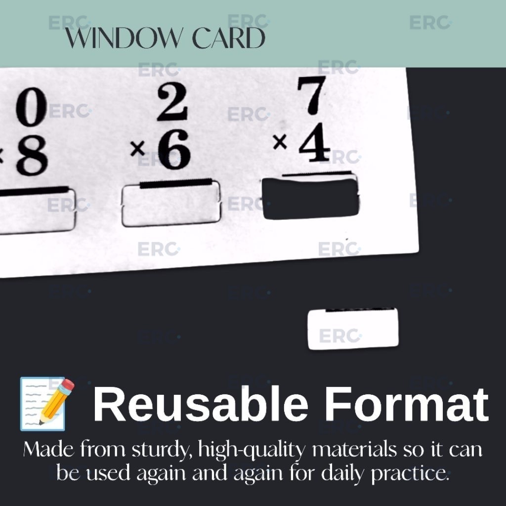Window Card S1 S2 S3 S4 Subtraction Math Test Reusable & Durable, Garde ...