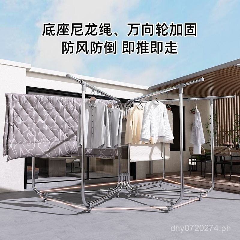 Stainless Steel Floor-standing Terrace Folding Rooftop Clothes Drying ...