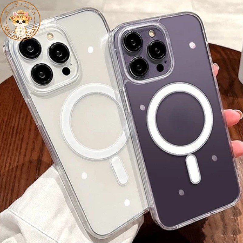 MACAROON CLEAR BUILT IN MAGNETIC CASE FOR IPHONE 11 12 13 X XR XS 16 15 ...