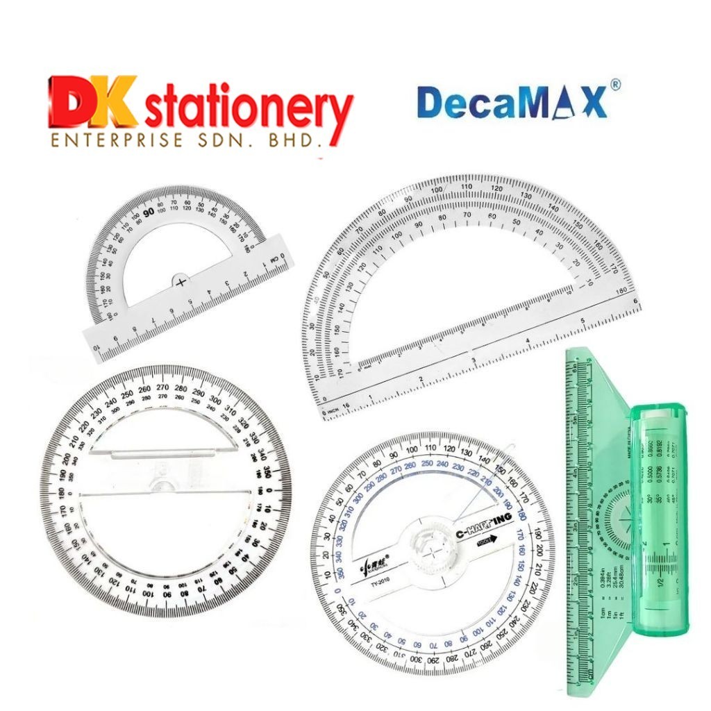 Decamax 180 / 360 Degree Rounded Ruler / 360 Protractor Ruler ...