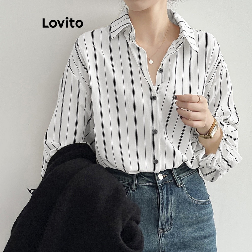 Violet Striped Button-Front Blouse