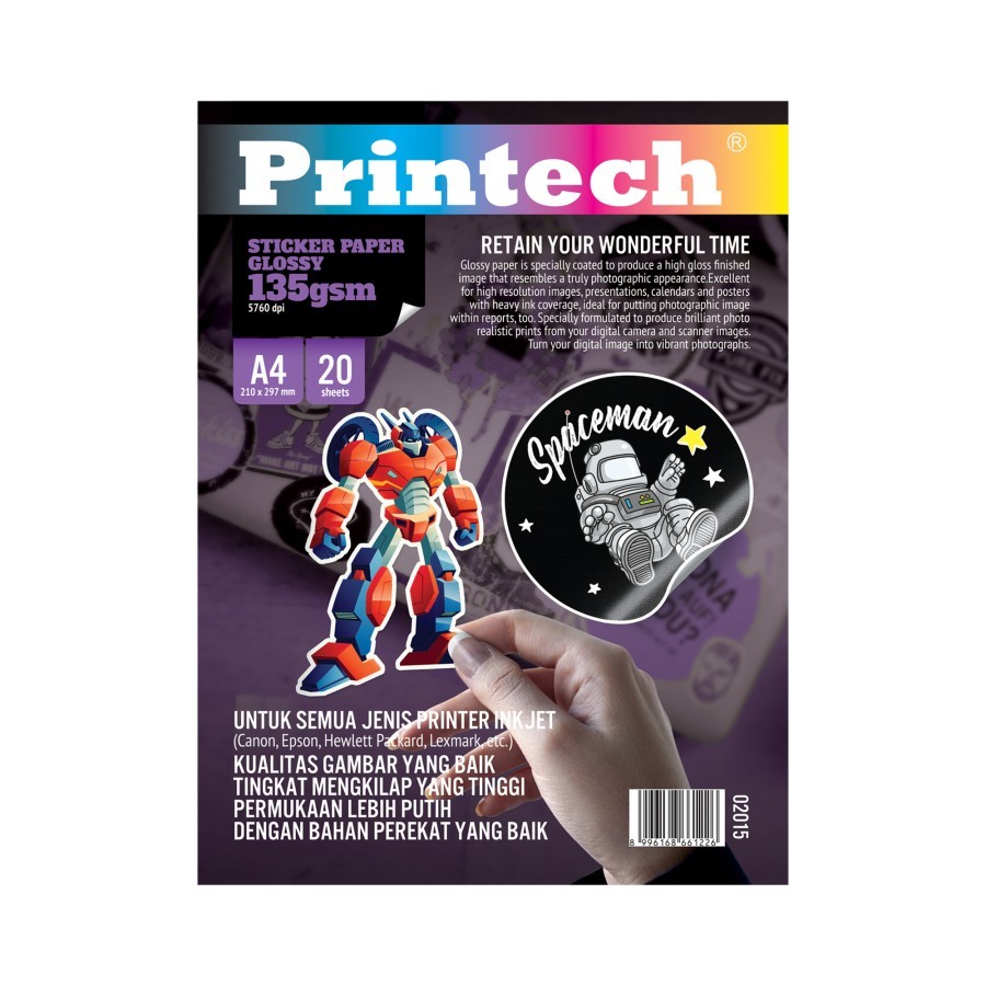 Printech Paper Stickers / Glossy Sticker Paper 135GSM A4 Contains 20 ...