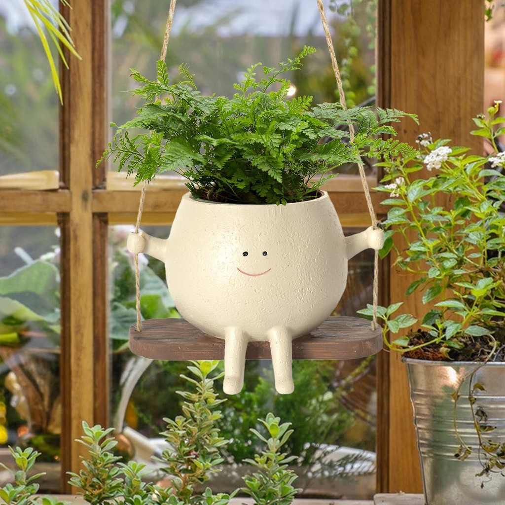 Swing Face Planter Pot Wall Planter for Outdoor Plants Resin Plant Pot