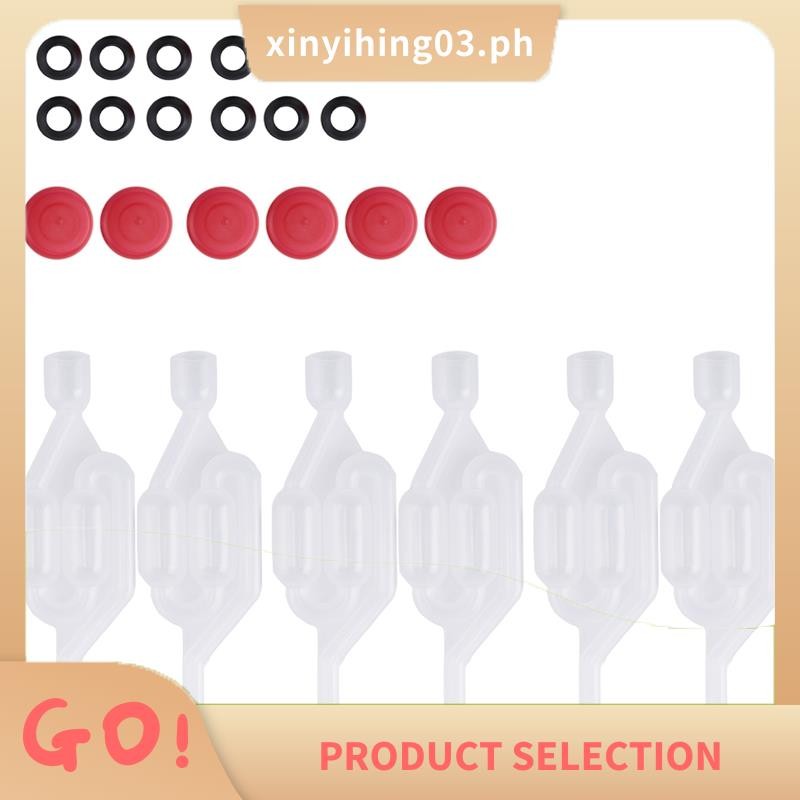 In Stock Brew Airlock Kit 6 Airlocks and 12 Sealing Rings for