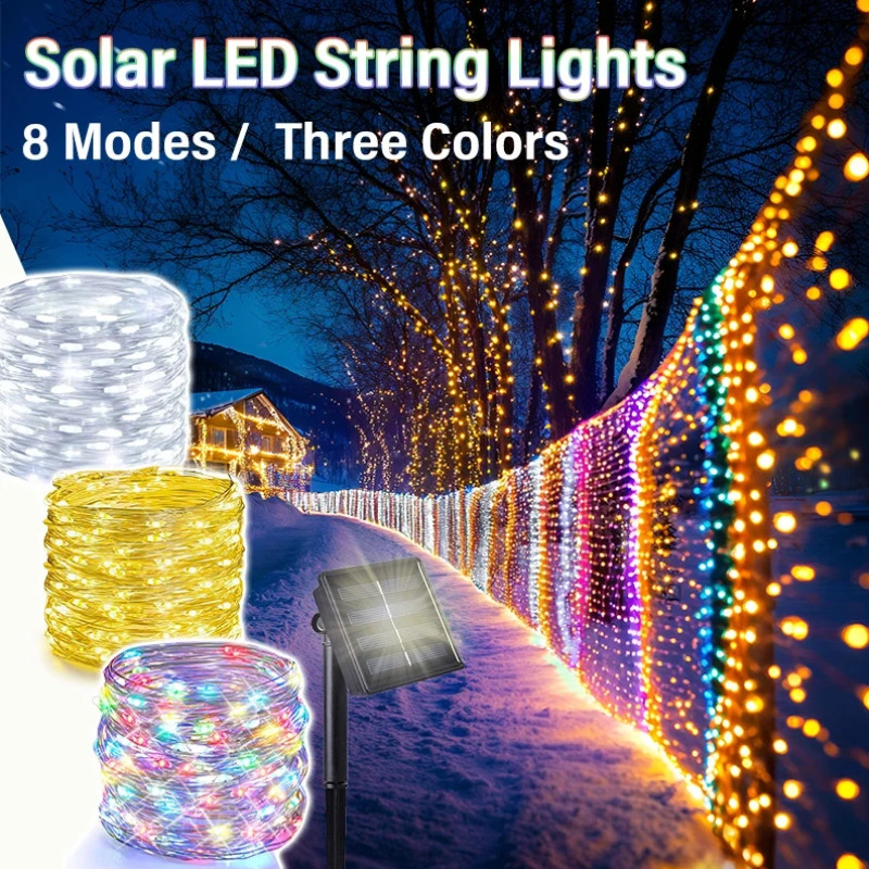 32M 300LED Solar String Light LED Fairy Lights 8 Modes Waterproof ...