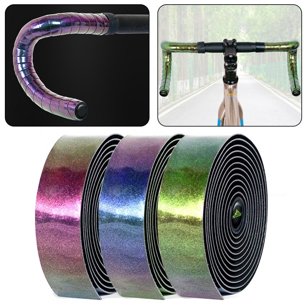 Reflective Road Bike Handlebar Tape Pair in Gradually Changing Aurora