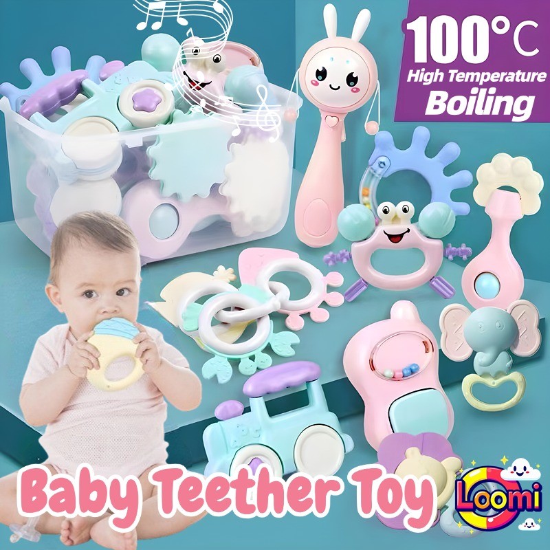 6-14Pcs Baby Teether Toy Newborn Rattle Soft Safe Material Early ...