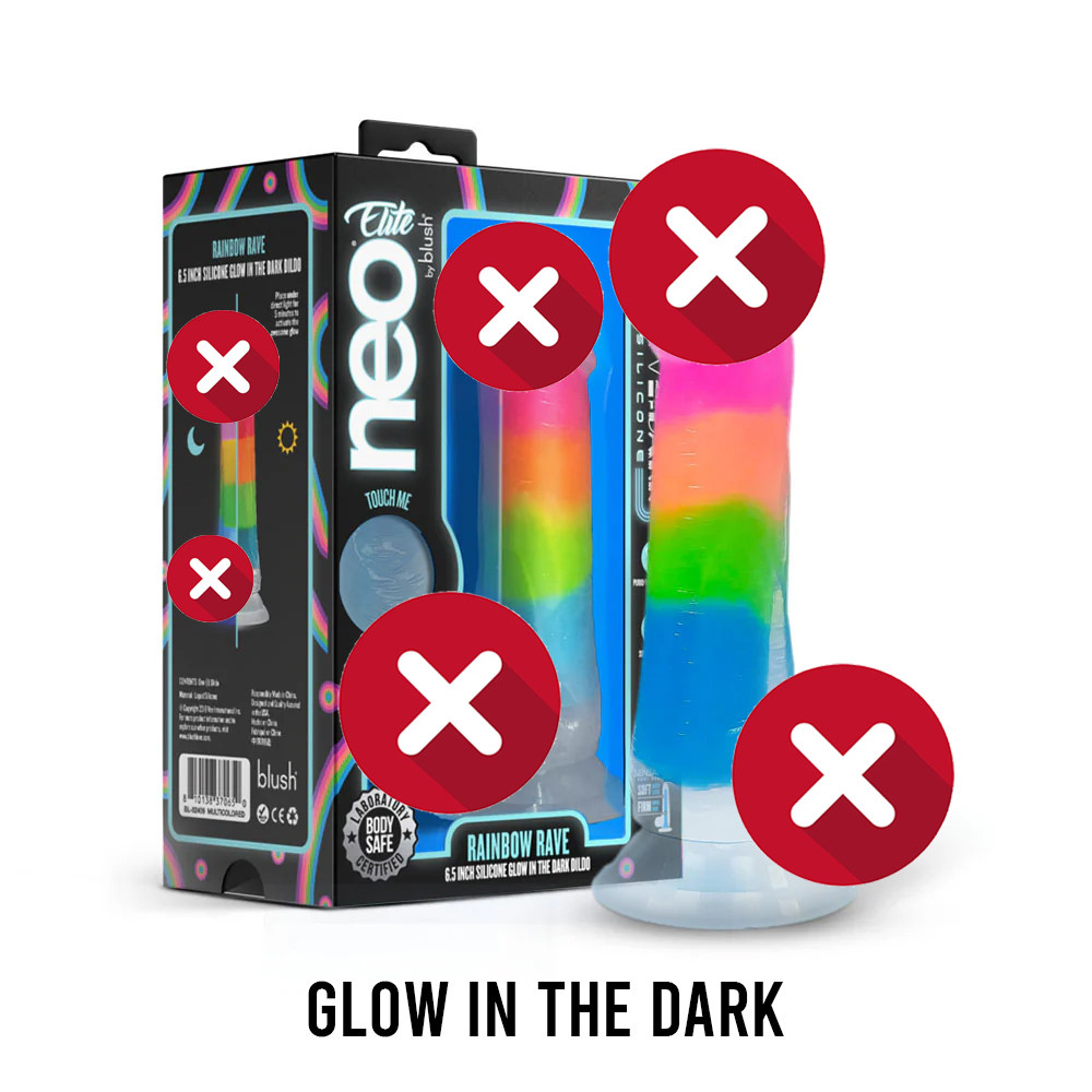 Blush Neo Elite Rainbow Rave 6.5 Inch Glow-In-The-Dark Liquid Silicone ...
