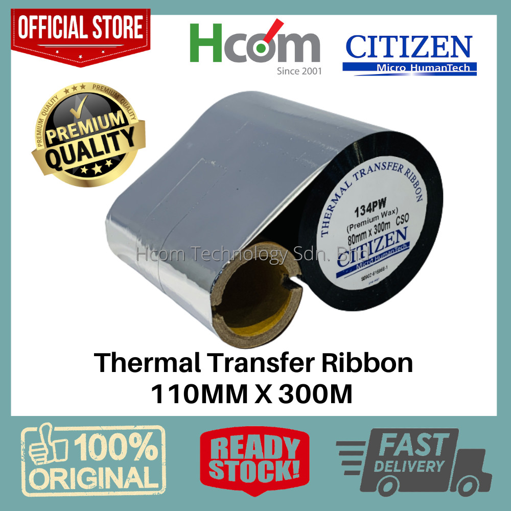 Citizen Premium Wax 110mm X 300m Thermal Transfer Ribbon Face Out For ...