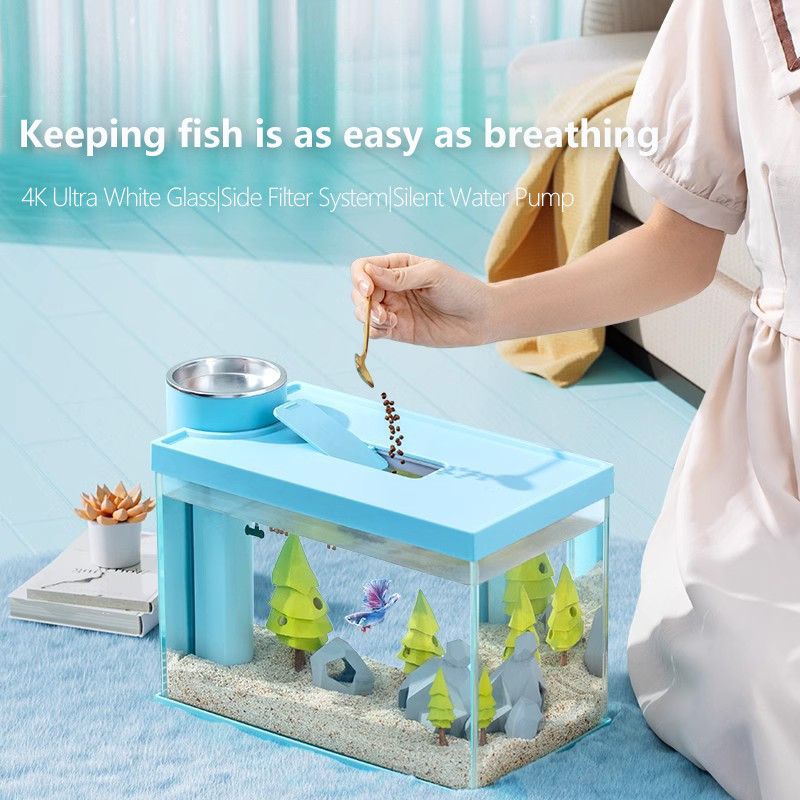 Picture of YEE Fish Tank Small Ultra-white Glass Aquarium Ecological Desktop Self ...