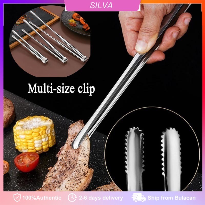 304 Stainless Steel Non-Slip Cooking Clip Barbecue Food TongPortable ...