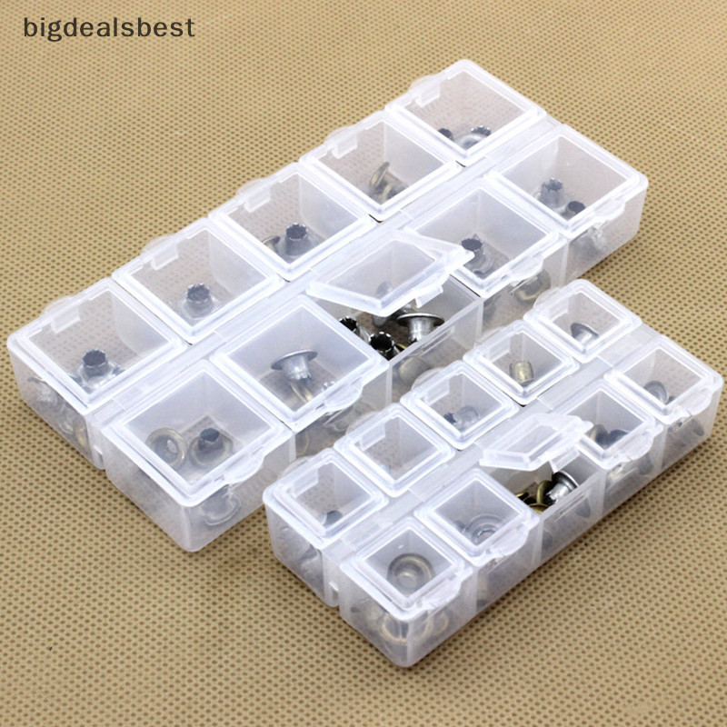 BDB 10 Grid Plastic Rectangular Compartment Storage Box Earrings ...