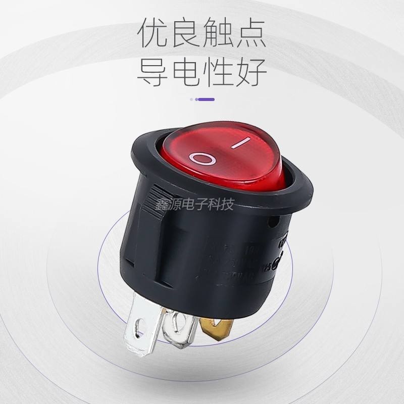 Round switch button 3/2 feet 2-speed boat switch KCD1-105 black and red ...