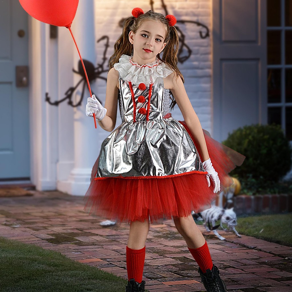Joker pennywise Costume for kids Girl Scary Clown Tutu Dress for ...