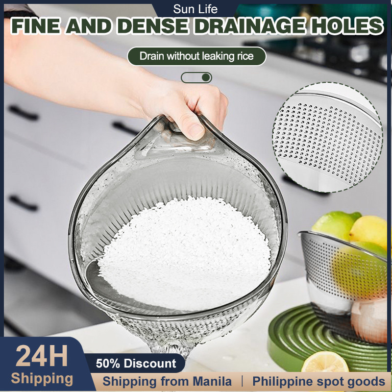 Kitchen Multi Purpose Drain Rice Washing Basket Vegetable Fruit Basin ...