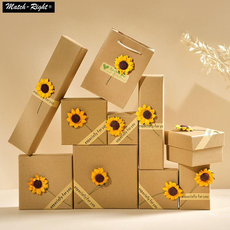 Sunflower Kraft Paper Gift Box Jewel Display Holder for Ring Charms ...