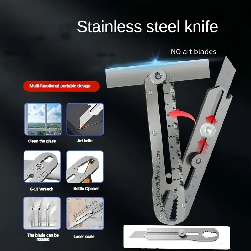 Stainless Steel Multifunction Utility Knife - Retractable Box Cutter ...