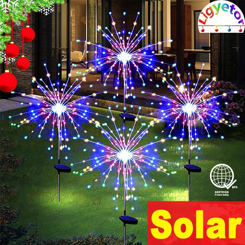 Solar Garden Lights Outdoor Waterproof LED Firework Lamps for Fowerbed ...
