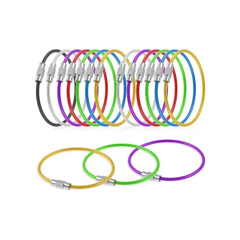 10Pcs Wire Rope Key Chain Stainless Steel Wire Keychain Carabiner Cable ...
