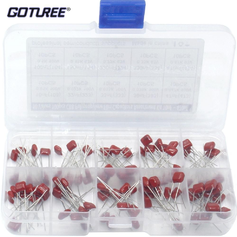 100Pcs 10 Values 10nF-470nF 100V Metallized Polyester Film Capacitors ...