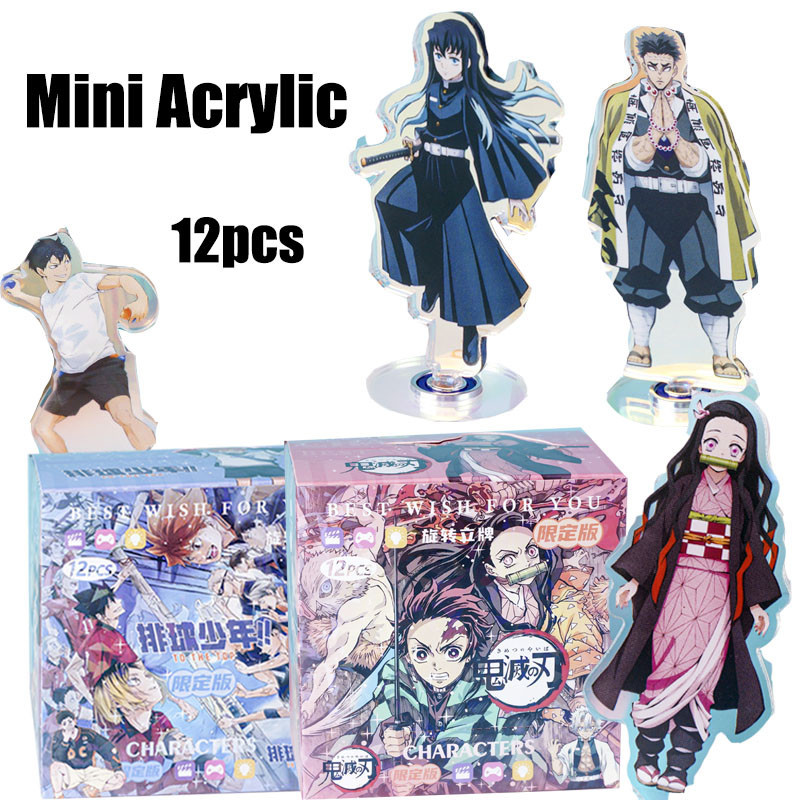 12pcs Jujutsu Kaisen Mini Standee Figure With Acrylic Material Haikyuu ...