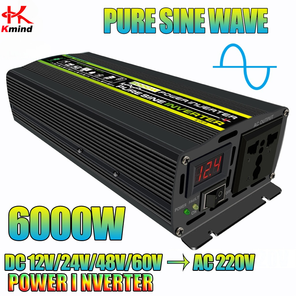 KMIND Pure Sine Wave Inverter DC 12V 24V 48V 60V to AC 230V 220V 50Hz ...