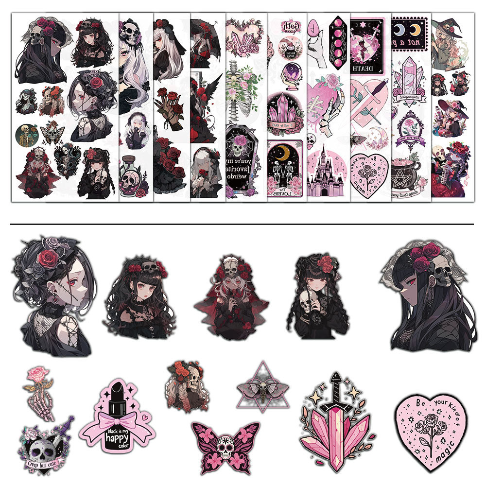 10 Sheets/ 100 pcs Gothic Girl Tatoo Stickers | Shopee Philippines