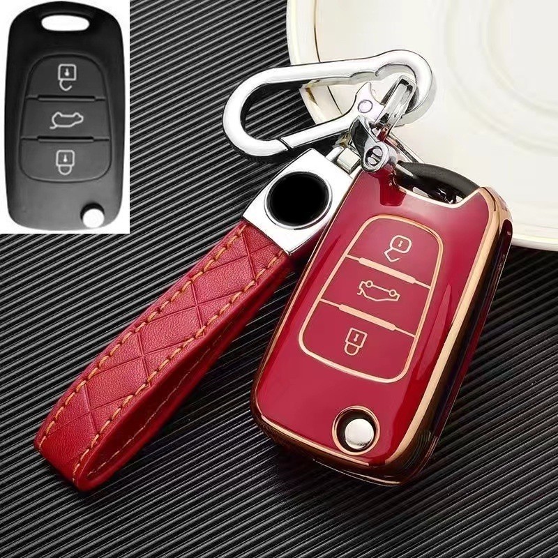 KUNIO Custodia per chiave auto, adatta per Kia Rio K2 K3 K4 K5 Ceed Stinger Picanto Sportege Sorento Soul Forte Carens TPU Custodia Portachiavi Chiave Pieghevole Custodia Custodia 4 Tasti Nero