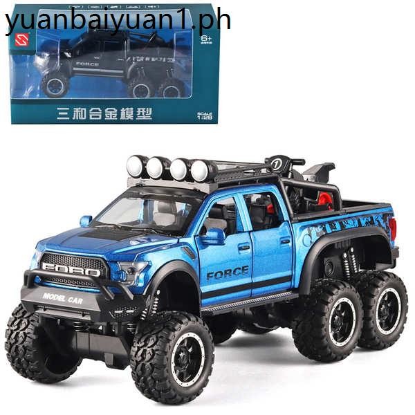 1/24 Ford Raptor Alloy Car Model Pull Back Sound Light Toy Pickup Truck ...