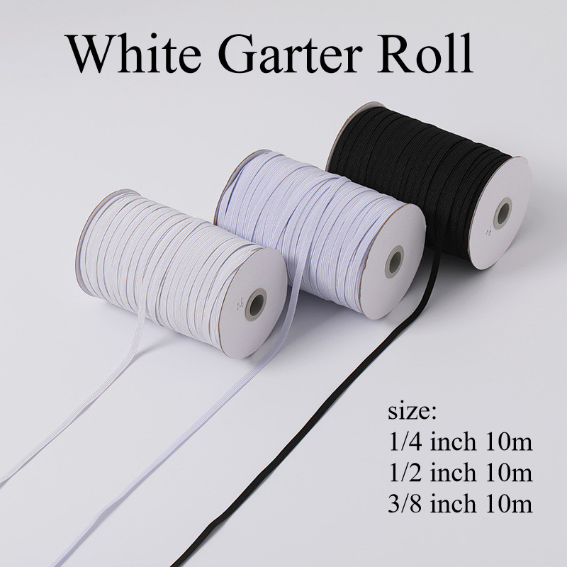 White Garter Roll For Sewing Size: 1/4 x 10 Yards And Cut Garter ...