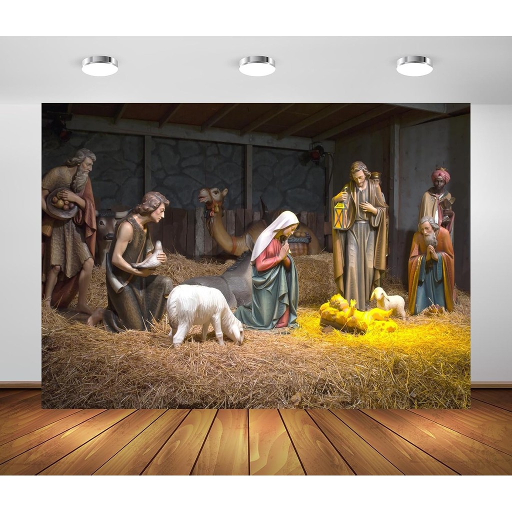 Christmas Nativity Scene Backdrop 7x5ft Portland Grotto Bethlehem ...