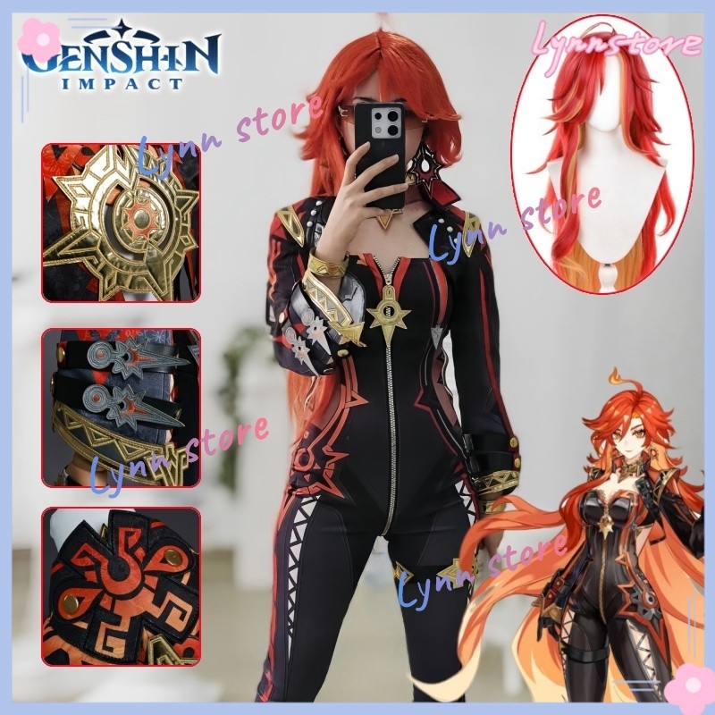 GENSHIN IMPACT Cosplay Mavuika Cosplay Costume Uniform Wig Full Set ...