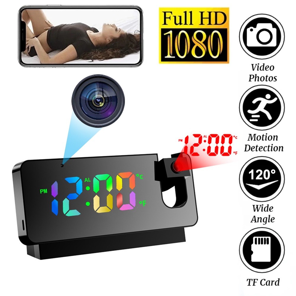 Security Wireless hidden Camera Clock 1080P HD Indoor Clock Camera for