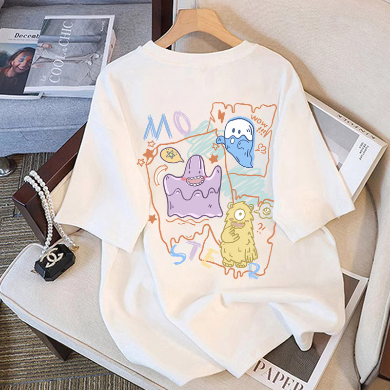 White shortsleeved Tshirt women's summer 2024 new explosive loose