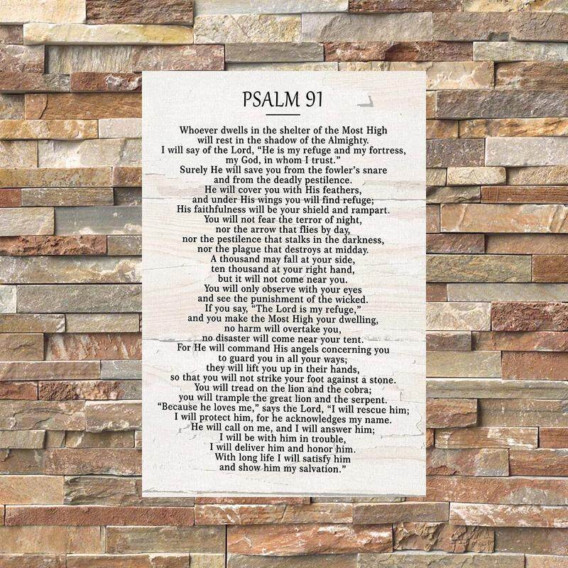 Psalm 91 Bible Verse Quote Canvas Wall Art Inspirational Rustic Decor ...