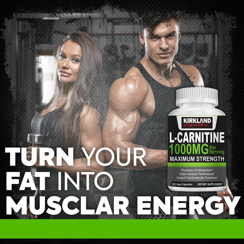 KIRKLAND L-Carnitine 1000mg Capsule Burn Fat Fully Antioxidant & Cardiovascular Health