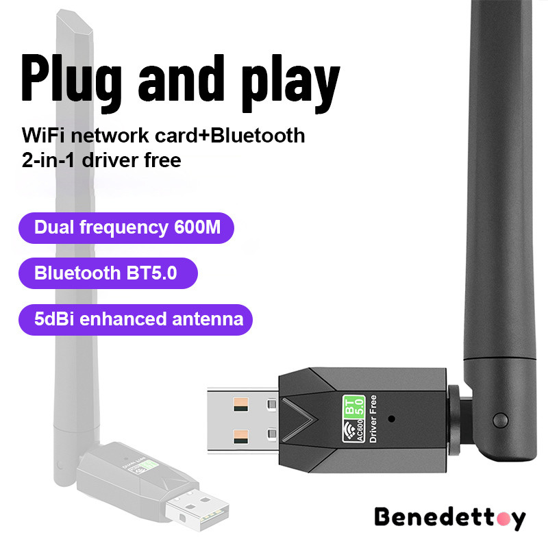 USB Driver Free Network Card BT5.0 Bluetooth Adapter 650M Dual Band ...