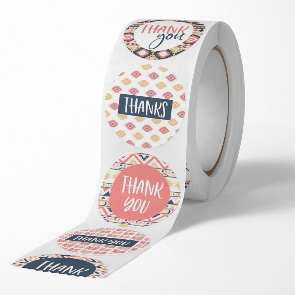 1Roll 500pcs Thank You tape Thankyou Flower Round Seal Sticker Tags ...