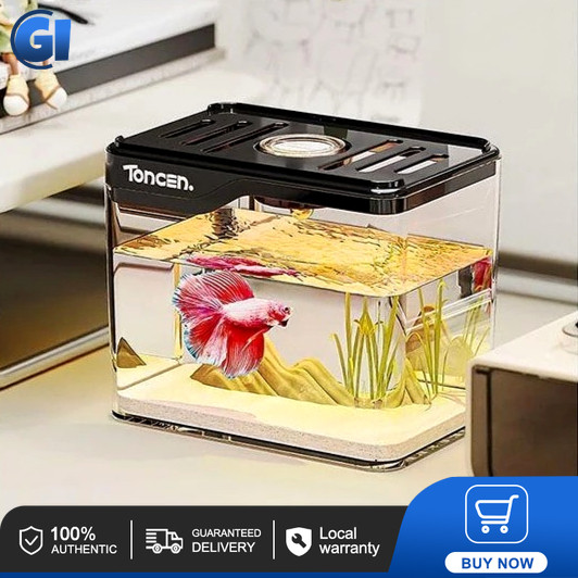 Mini Glass Fish Tank for Home | Colorful Small Desktop Ecological ...